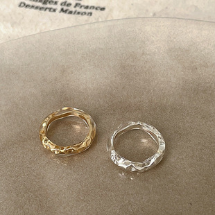 不规则金属透明树脂戒指女小众设计个性独特时尚气质百搭指环戒子