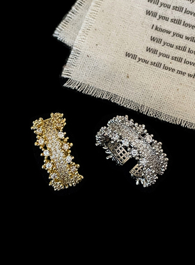 细闪满天星锆石开口戒指女轻奢高级感精致独特时尚百搭指环戒子