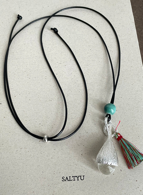 新中式花苞琉璃彩色麦穗流苏抽拉长款项链女复古轻奢个性潮流配饰