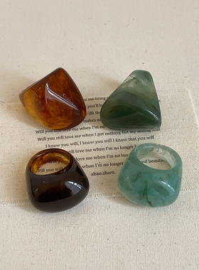 不规则树脂纹理扳指戒指女简约清新显白个性时尚气质百搭指环戒子