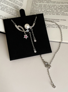 高级感彩钻彗星珍珠流苏项链小众个性甜美气质时尚潮流颈链锁骨链