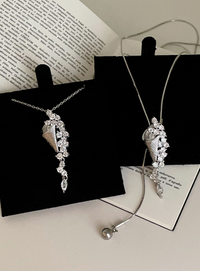轻奢细闪锆石沙漏吊坠项链女高级感个性精致时尚潮流颈链锁骨链