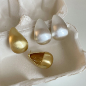 欧美夸张拉丝大水滴金属耳钉女小众个性 百搭耳环耳饰 ins独特时尚