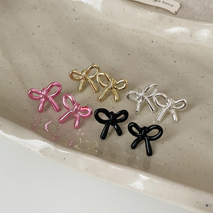小众设计感金属蝴蝶结耳钉女精致时尚 百搭耳环耳饰 潮流优雅个性