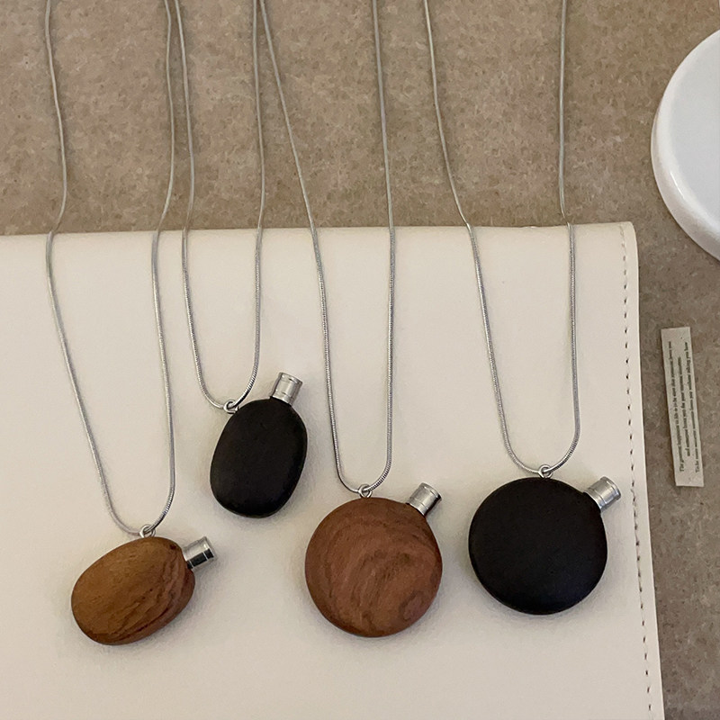 ins风高级感木质水壶香水瓶长款项链女简约时尚潮流百搭挂脖配饰