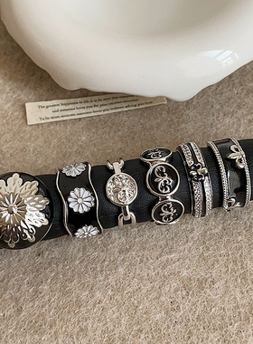 哥特风黑色滴油鸢尾花戒指女复古个性轻奢时尚潮流百搭指环戒子