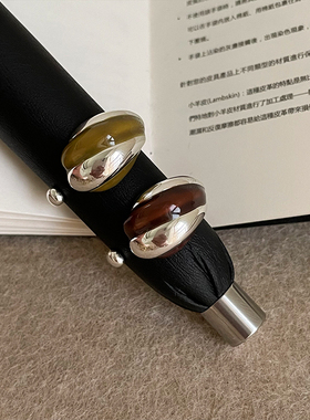 复古滴油拼接光面扭结几何椭圆戒指女夸张个性时尚潮流指环戒子