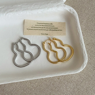 设计感个性 潮流百搭通勤耳环耳饰 简约葫芦耳扣女气质小众轻奢时尚