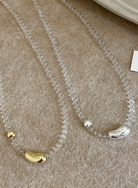 简约高级感透明串珠项链女独特复古轻奢优雅气质百搭颈链锁骨链