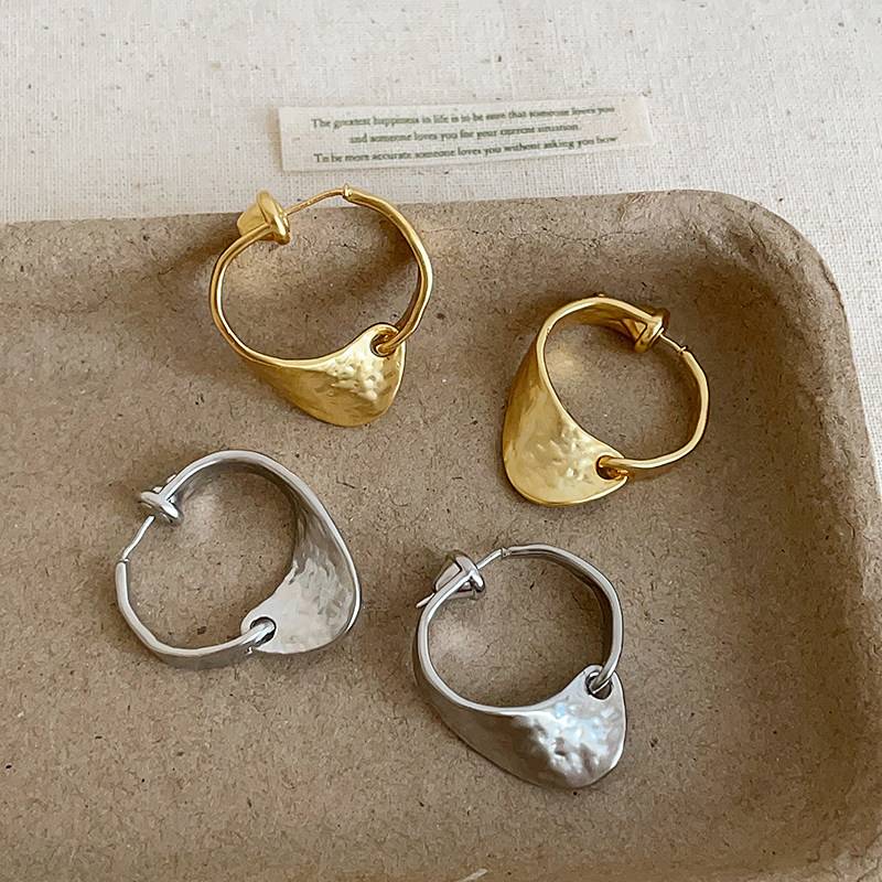 欧美几何不规则圆圈金属耳钉女个性独特时尚潮流通勤百搭耳环耳饰