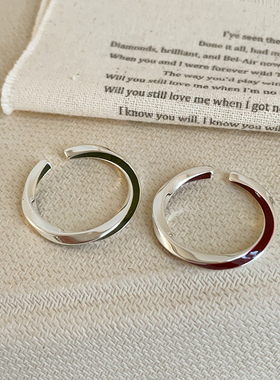 独特设计感扭曲麻花滴油开口戒指女简约个性时尚通勤百搭指环戒子