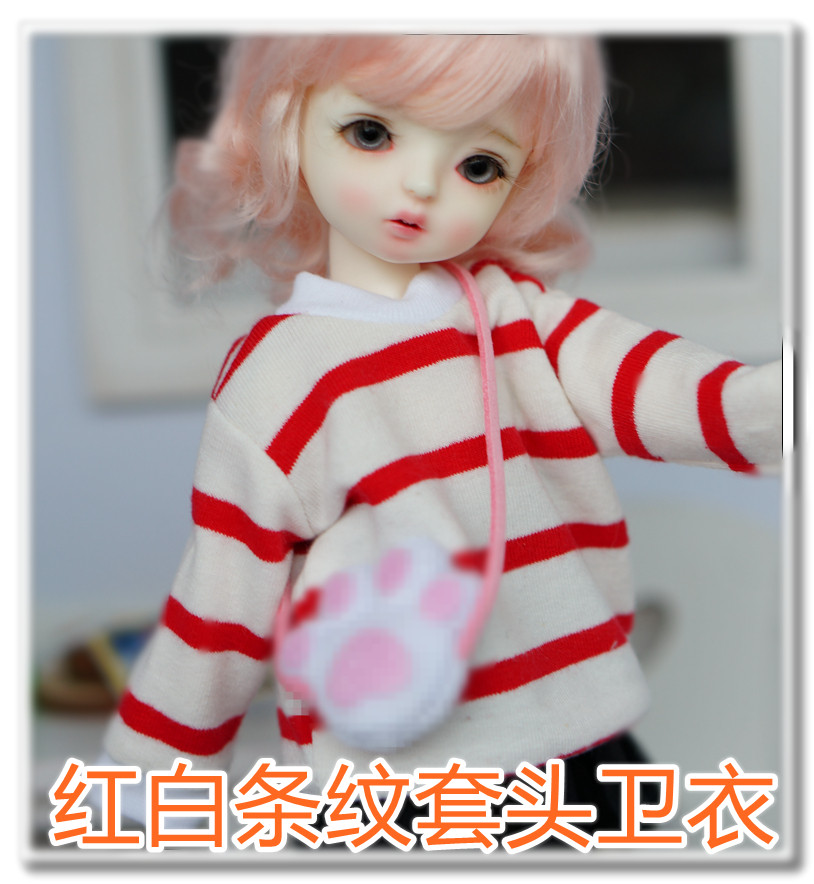 现货红白条纹套头卫衣bjd娃娃衣服myou大6分mda3.0yosd十月初A107