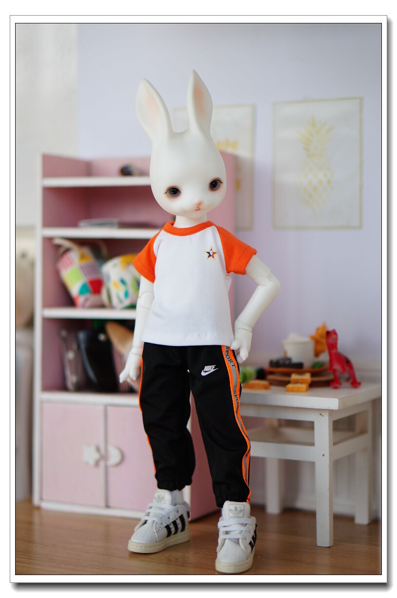 现货bjd6分橙色运动风T恤运动裤套装myou大6娃娃衣服yosdA158