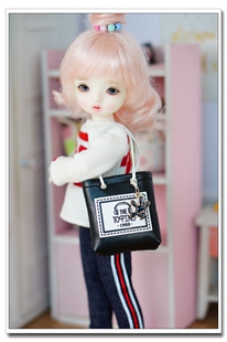 现货bjd皮质手提包红粉黑黄蓝五色myou大6分娃娃背包blytheA121