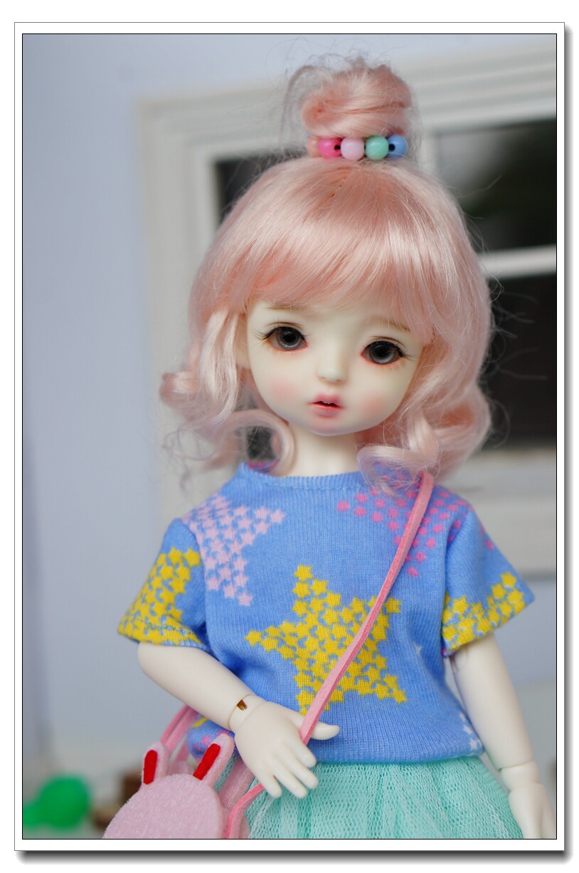 百搭可爱五彩星星短袖T恤bjd6分娃衣yosd大六分MYOUimda3.0A33