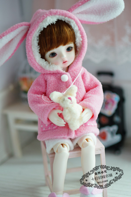 定制可爱粉兔套装BJD6分4分yosd6分myou大六分A140
