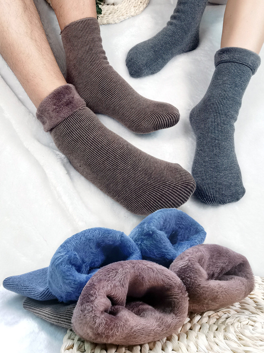 阪织屋官方旗舰店袜子男士冬季加绒加厚男袜雪地羊绒保暖纯棉袜子