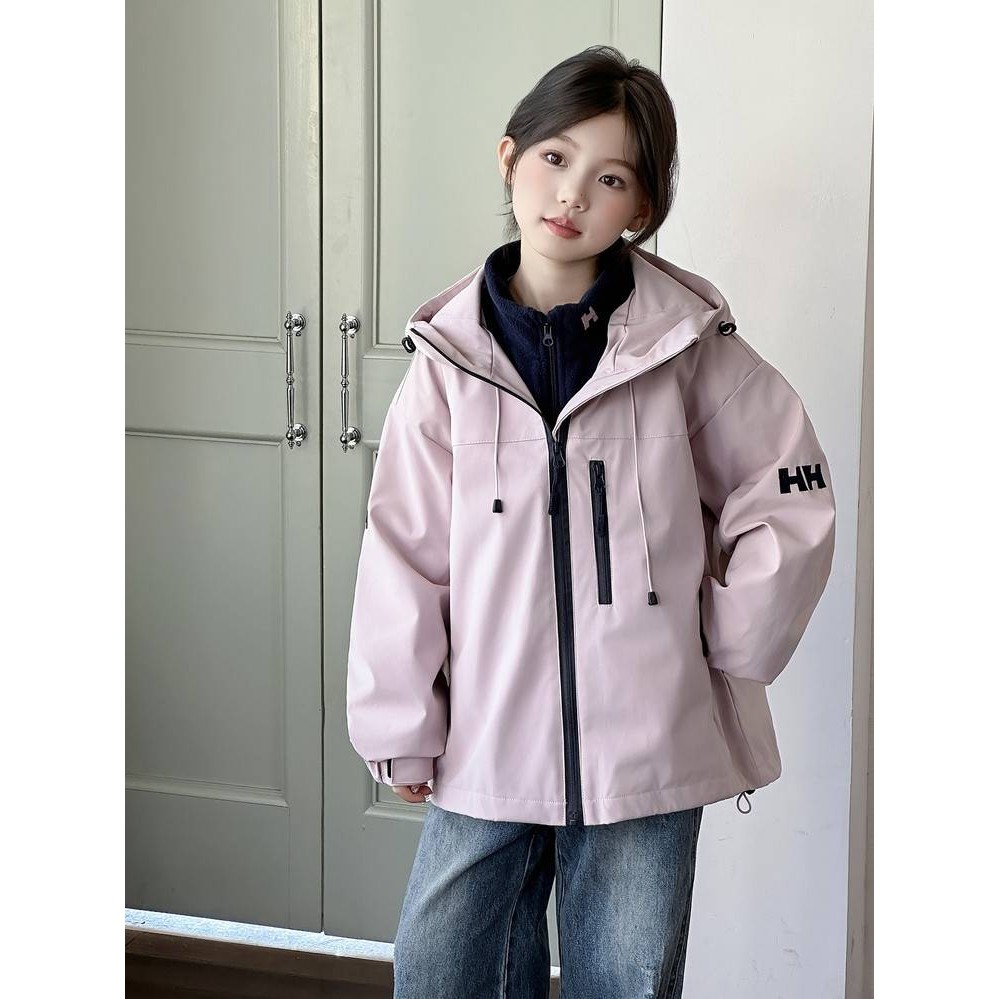专柜品牌女童冲锋衣三合一可拆卸2025秋冬季新款中大儿童户外三防
