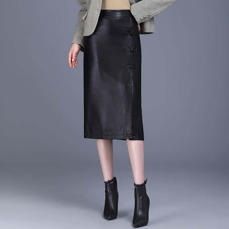 专柜品牌时尚包臀半身裙皮裙女2026年新款春秋季PU皮裙中式直筒一
