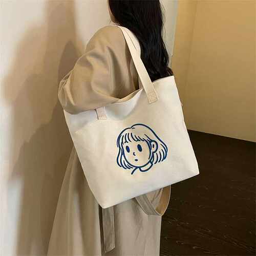 品牌官方单肩包女大容量帆布手提包学生时尚百搭通勤补课包ins韩