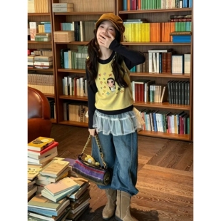 品牌官方女童秋装套装2026新款儿童韩版长袖T恤女大童马甲牛仔裤