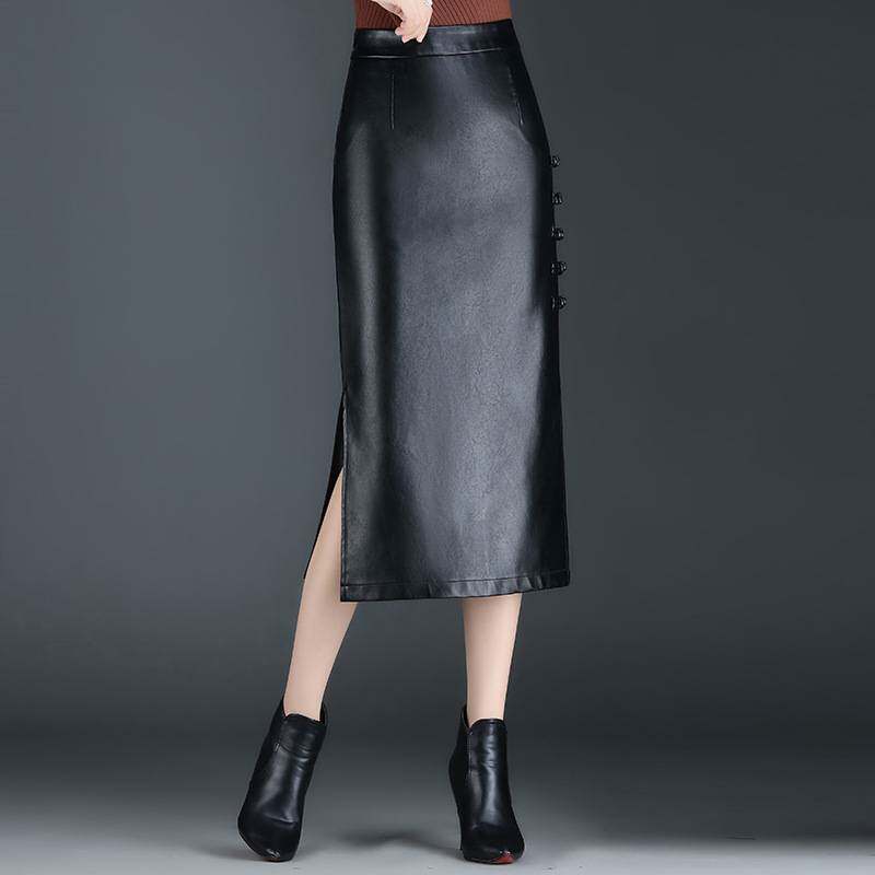 专柜品牌时尚包臀半身裙皮裙女2026年新款春秋季PU皮裙高腰直筒一