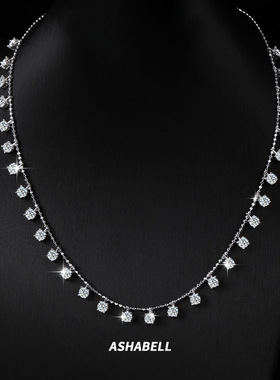 s925纯银满天星莫桑石珠钻项链