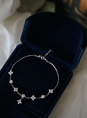 《十四行诗 》S925银镀金四叶草手链首饰礼物高级感精致轻奢风