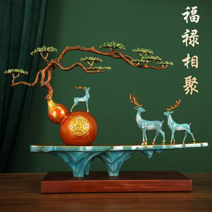 厂家批发鹿摆件葫芦摆件福禄聚家居客厅博古架装 饰品开业礼品