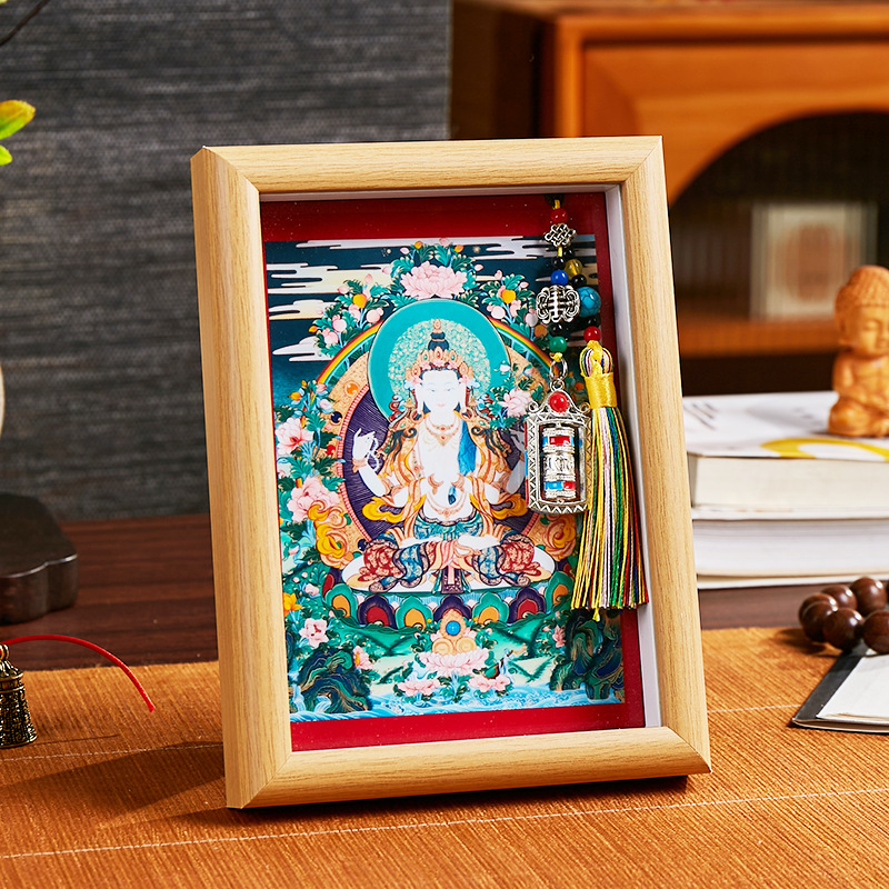 唐卡佛像菩萨画像佛堂书房办公室摆台相框挂画生肖本命佛桌面摆件