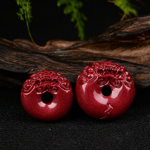 紫金砂朱砂貔貅平安扣裸坠低含量朱砂平安扣挂件直播货源节日礼物