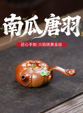 分销一件宜兴紫砂火云烧黄金段匠心手工制作南瓜唐羽功夫茶具