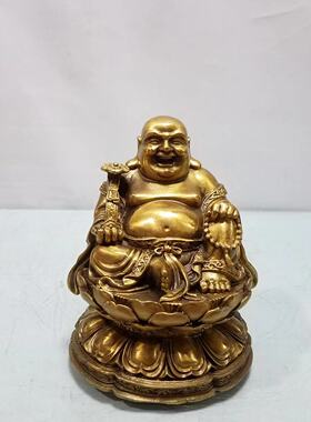 黄铜坐莲花弥勒佛摆件布袋佛大肚佛笑佛家居佛堂供养五子佛元宝佛
