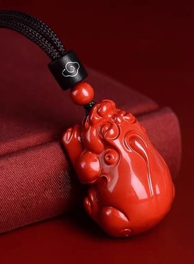 天然朱砂貔貅吊坠男女挂件男士本命年红朱砂项链蛇年新款女饰品