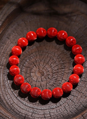红砂朱砂手链丝绒珠灯笼珠手链女款手串本命年低含量朱砂手链