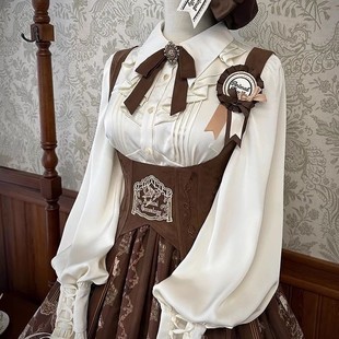 玩偶之家lolita内搭长袖纯色垂感绑带衬衫白色成人日常洛丽塔衬衣