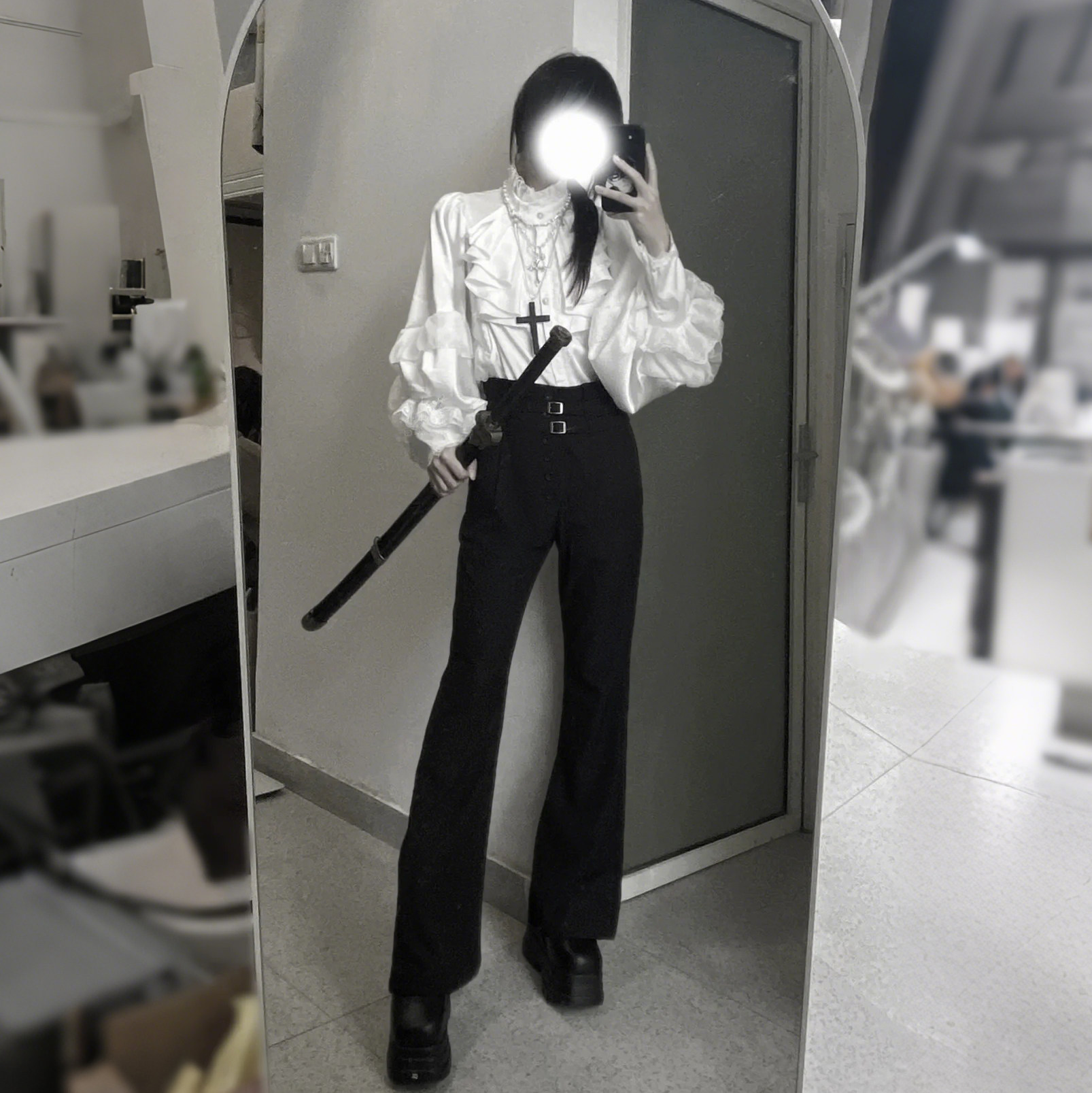 骑士裤外穿哥特风lolita复古中世纪基佬装王子系穿搭设计感西服裤