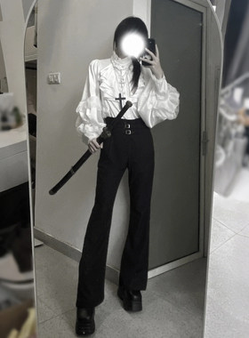 复古哥特风西服裤小众骑士裤