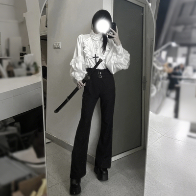复古哥特风西服裤小众骑士裤