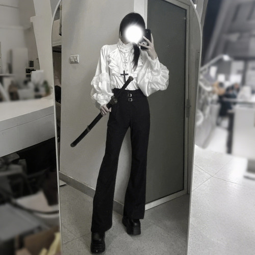 复古哥特风西服裤小众骑士裤