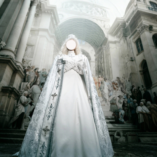 白哥特lolita暗黑风亚文化修女风cos万圣节教皇斗篷连衣裙两件套