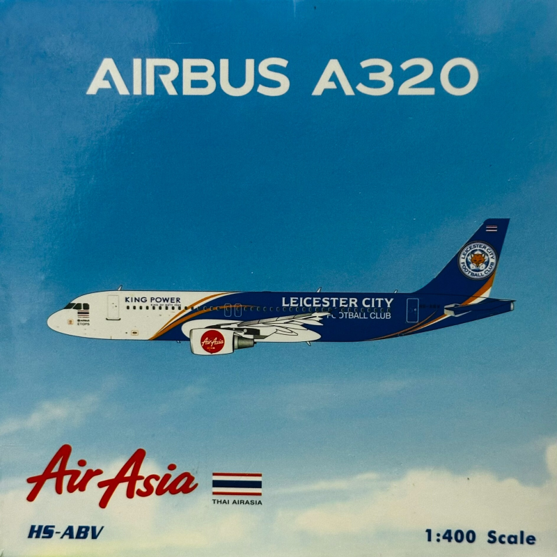 ph400泰国亚洲航空A320 HS-ABV莱斯特城足球队彩绘模型全新无暇