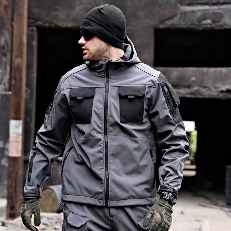 甲虫软壳冲锋衣男加绒保暖秋冬季