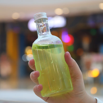 375ml伏特加酒瓶食品级PET材质一次性外卖果汁瓶奶茶饮料果汁瓶