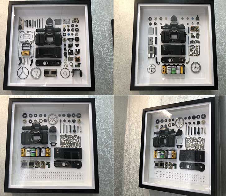 真相机拆机装饰画挂画复古实木相框画手工拆解相机零件画现代简约