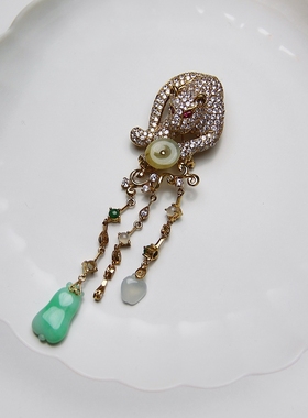 承李李原创设计翡翠胸针吊坠项链