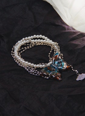承李李琉璃蝴蝶珍珠手链时尚女