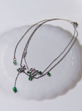 承李李原创设计绿宝石锁骨链