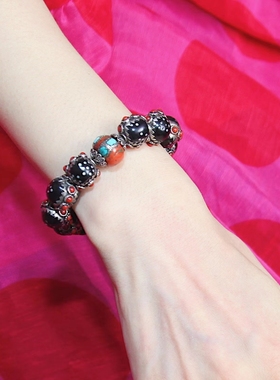 承李李原创设计纯银镶嵌有机手串