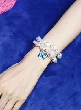 承李李原创设计珐琅蝴蝶珍珠